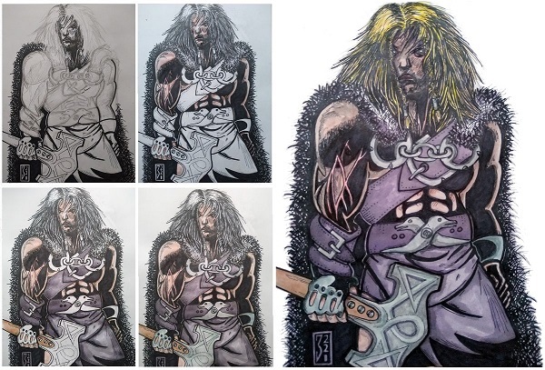 Thor Gott des Donners mit seinem Hammer Mjoelmir dem Zerkleinerer