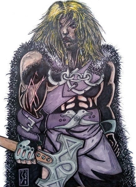 Thor Gott des Donners mit seinem Hammer Mjoelmir dem Zerkleinerer