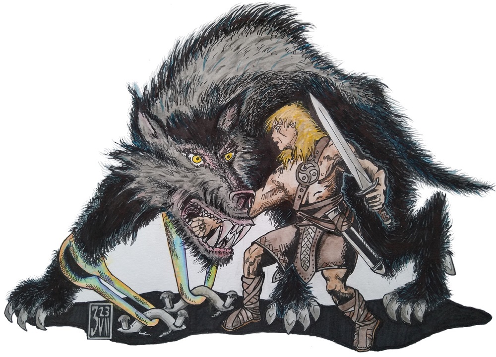 Tyr der mutigste und tapferste der Asen gibt sein Schwertarm als Pfand